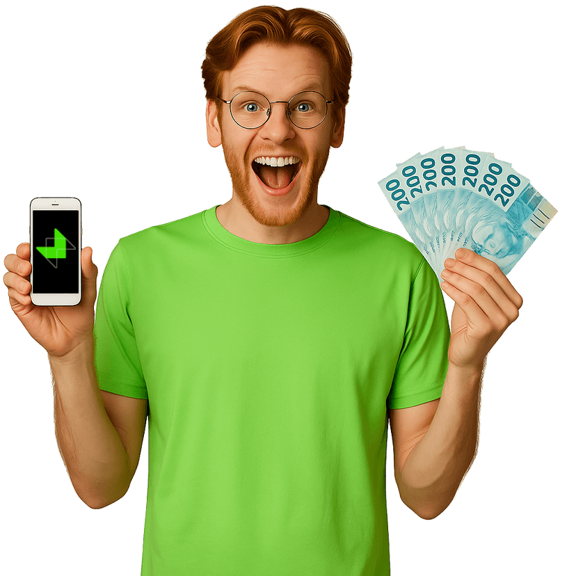 Cliente segurando celular e notas